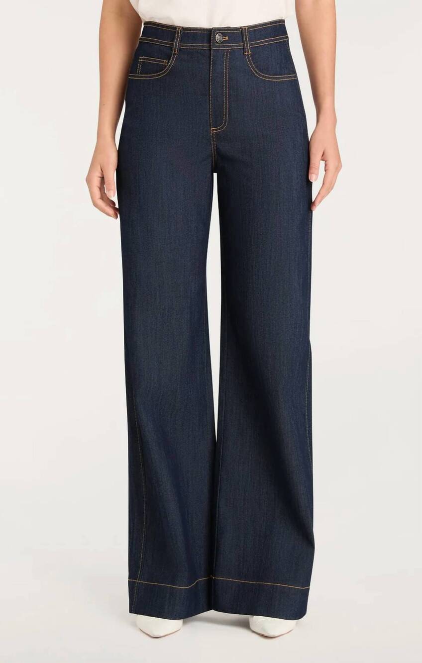 NEW CINQ A SEPT long betsy wide leg pant in indigo